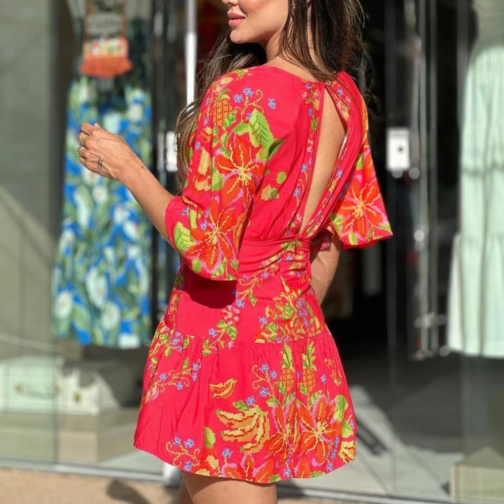 FARM Rio Vibrant Floral Dress in Red and Yellow - Picture 3 of 12